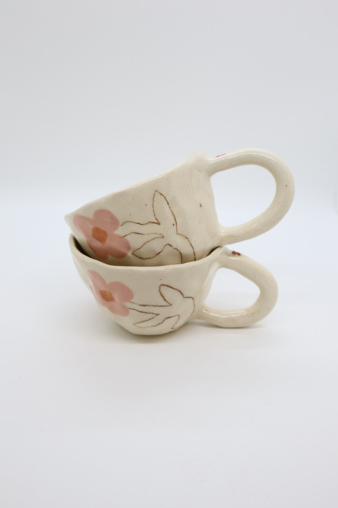 Pink & Brown Flowers Cappuccino Mug