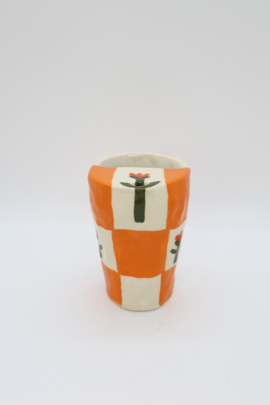 Orange Checkered Travel Mug