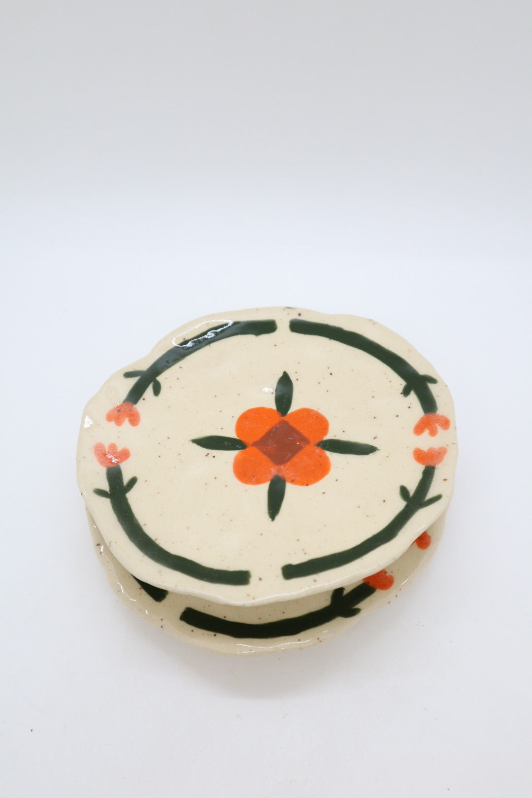 Decorated Orange Flower Mini Plate